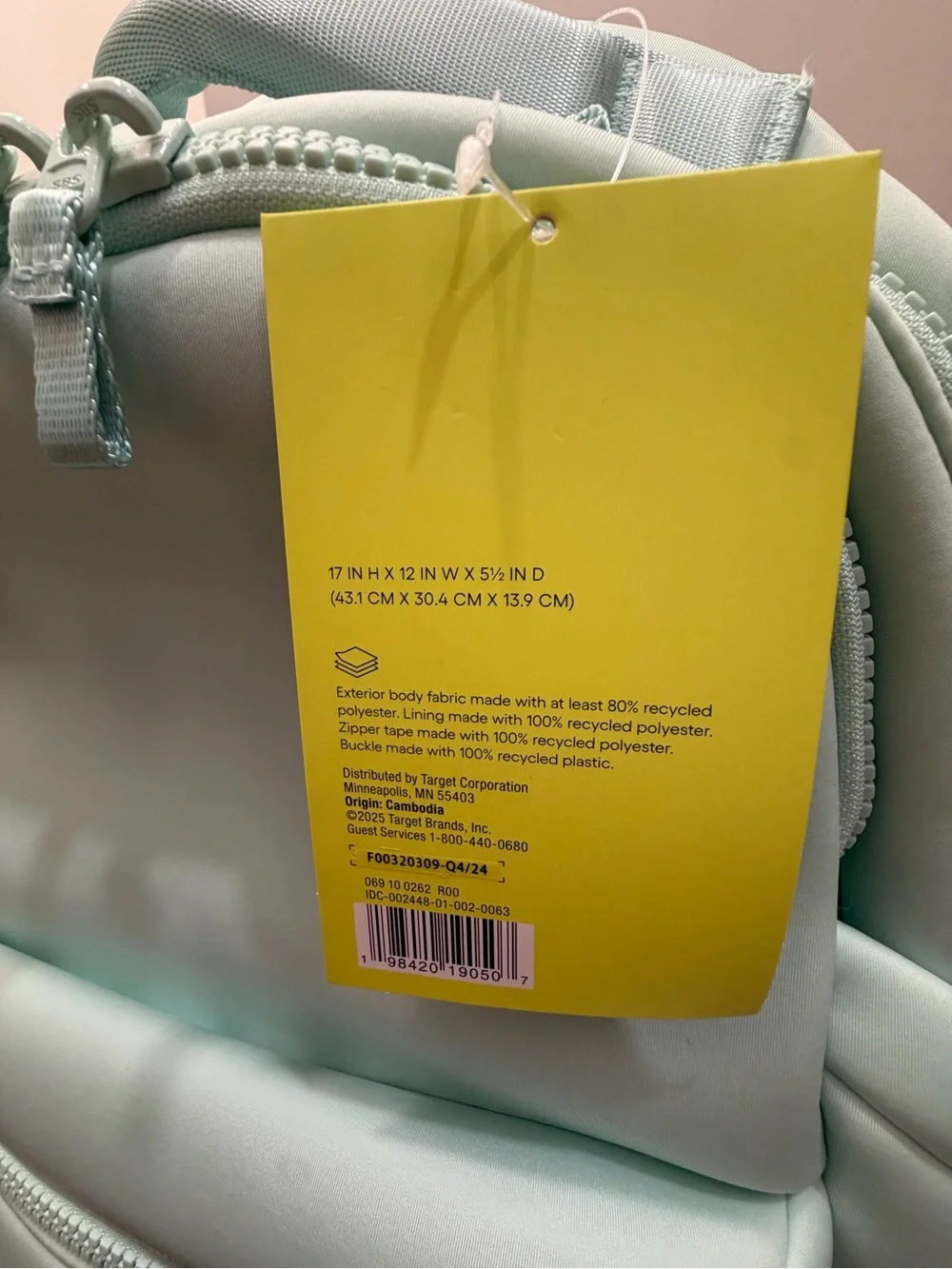 ALL IN MOTION 14L FAUX NEOPRENE BACKPACK - MINT GREEN